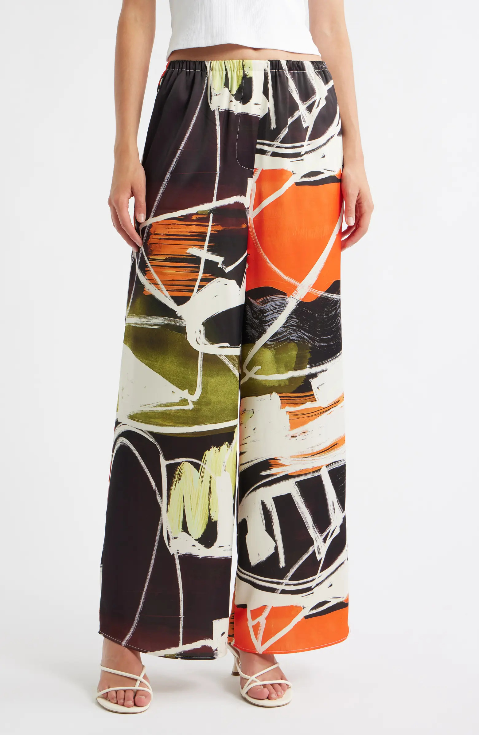 Topshop Print Pull-On Wide Leg Pants | Nordstrom | Nordstrom