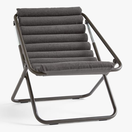 Chenille Plain Weave Washed Charcoal Sling Chair | Pottery Barn Teen