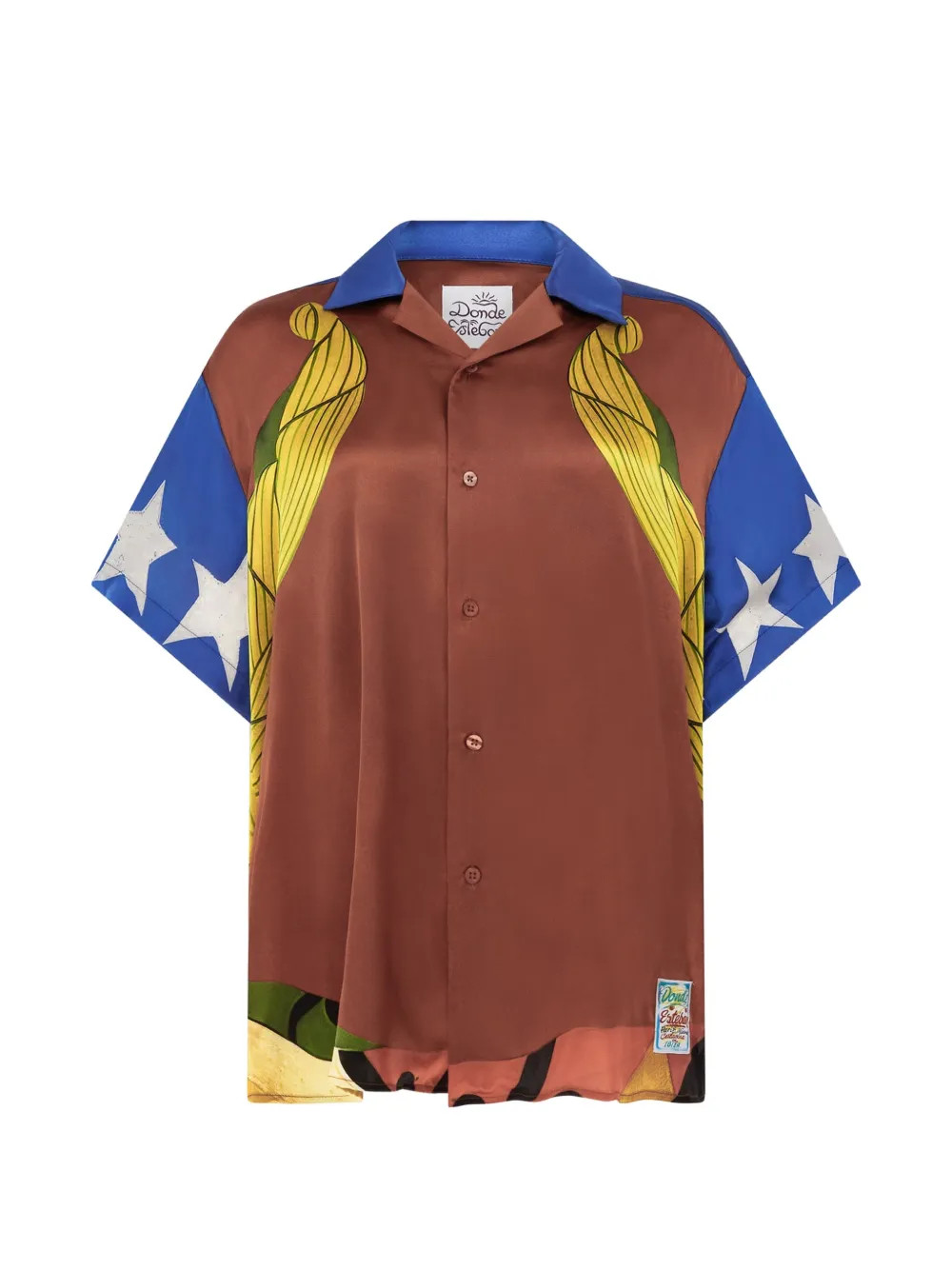 Donde Esteban Palenque graphic-print Satin Shirt | Brown | FARFETCH KW | Farfetch Global
