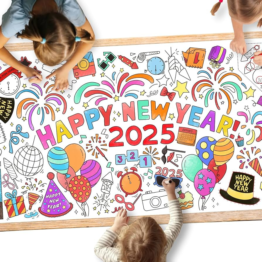 Giant Coloring Poster for Classroom Wall - Versatile 31.5 x 72 Inches Happy New Year Activity Pos... | Amazon (US)