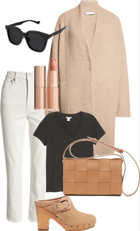 Love a good coatigan for fall!  This one from Vince will become a closet essential…because  of the neutral color and impeccable styling!  Here it’s paired with a black tee, white jeans, on trend clogs, a Bottega bag and black sunglasses!

#LTKstyletip #LTKSeasonal #LTKitbag