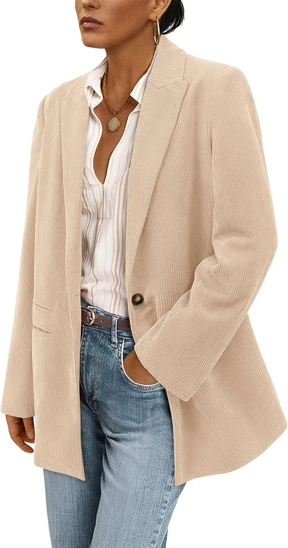 PRETTYGARDEN Women's Winter Corduroy Blazers Jackets Dressy Casual Ribbed Long Sleeve Lapel Fashi... | Amazon (US)