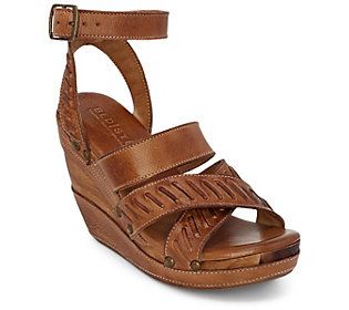 Bed Stu Adjustable Leather Wood Wedges - Kaphie | QVC