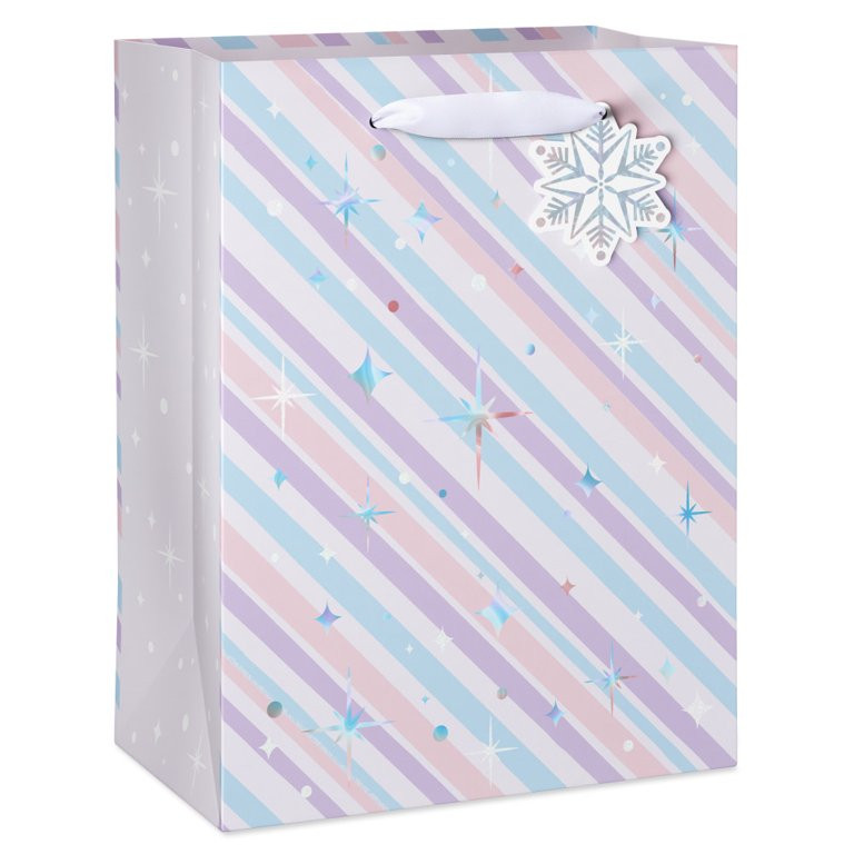 American Greetings Pastel Purple & Pink Stripes Christmas Gift Bag, 9 in, 1 Count | Walmart (US)