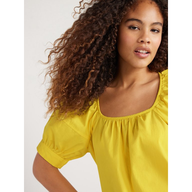 Free Assembly Women’s Puff Sleeve Top, Sizes XS-XXXL | Walmart (US)