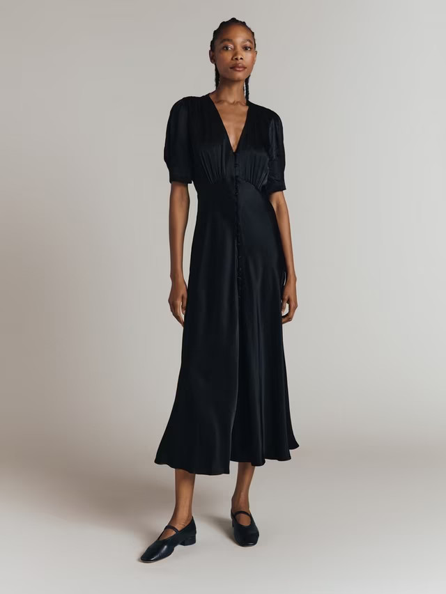 GhostMadison Satin Dress, Black | John Lewis (UK)