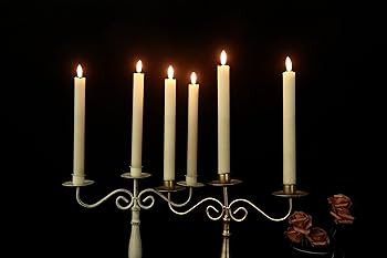 GenSwin Flameless Ivory Taper Candles Flickering with 10-Key Remote, Battery Operated Led Warm 3D... | Amazon (US)
