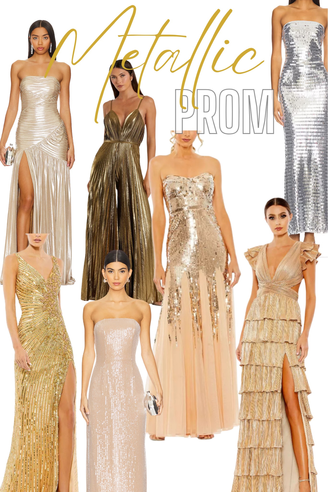 New Metallic Prom Dress curated idea boards | Maxi | Gown | Formal | Gold | Bronze | Silver | Shiny | Embellished | Sequin | Sequined | Strapless | Halter | Ruffle | Mermaid | Straight | Pleated | One Shoulder | Pleats | Ruffles | Criss Cross | Grecian | Ball Gown

#LTKSeasonal #LTKWedding #LTKParties