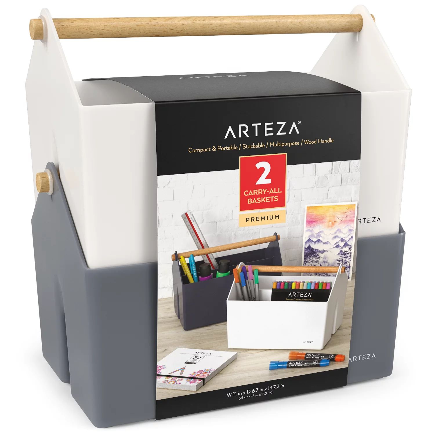 Arteza Carry-All Baskets Multipurpose Caddy Organizers in Gray - 2 Pack - Walmart.com | Walmart (US)