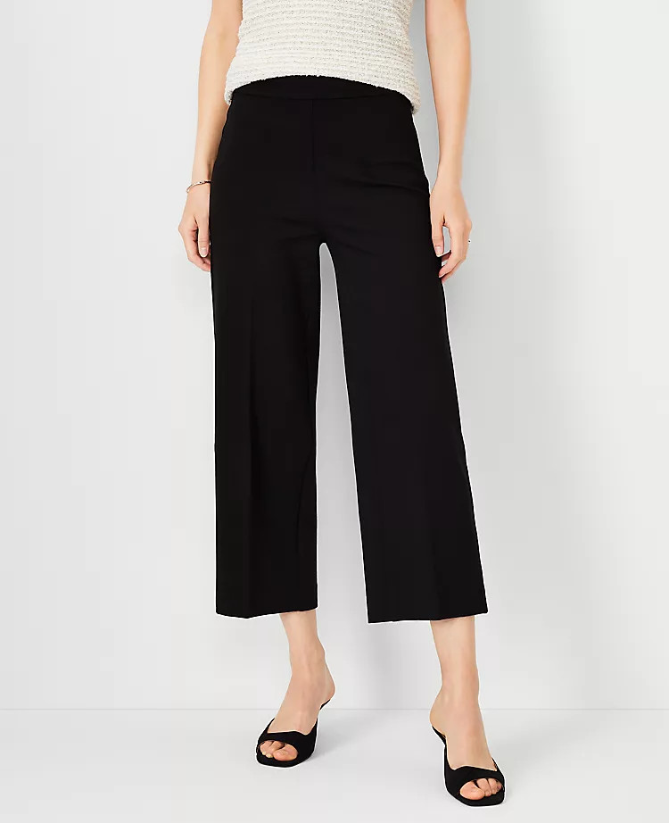 The Side Zip Wide Leg Crop Pant in Twill | Ann Taylor (US)