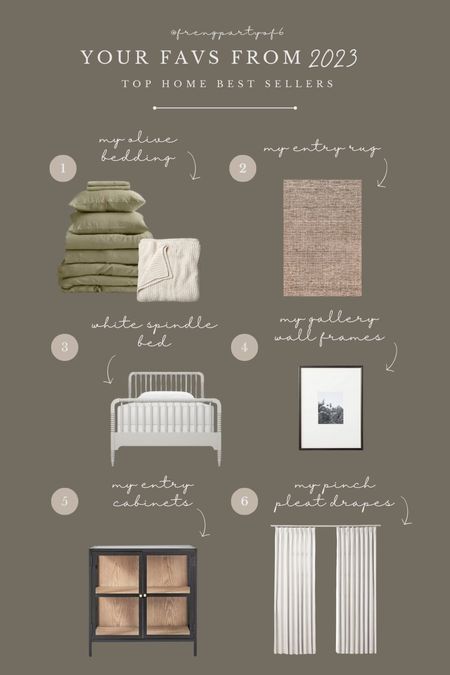 2023 top sellers and favorites! My olive bedding and chunky knit throw, my brown checkered rug ( use code FRESH to save ), the boys’ white spindle beds, my gallery wall frames, my glass cabinets, and the pinch pleated drapes I have throughout my home (I have the color ivory). Use code YEAR12 for 12% off the drapes!

#LTKstyletip #LTKsalealert #LTKhome