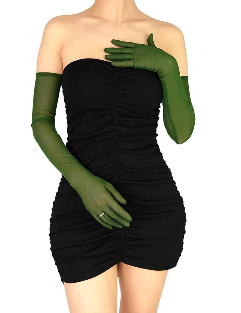 Women's 1920s Sexy Long Sheer Gloves Stretchy Mesh Tulle Gloves Opera Party Dance Bridal Glove | Amazon (US)