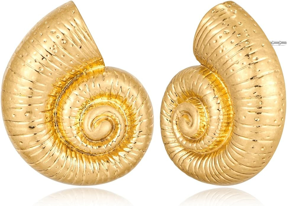 LILIE&WHITE Conch Sell Gold Earrings - Women's Love Knot & Angel Wings Stud Earrings | Amazon (US)