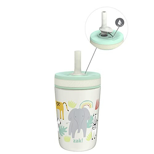 Zak Designs Kelso Toddler Cups For Travel or At Home, 12oz Vacuum Insulated Stainless Steel Sippy Cup With Leak-Proof Design is Perfect For Kids (Safari) | Amazon (US)
