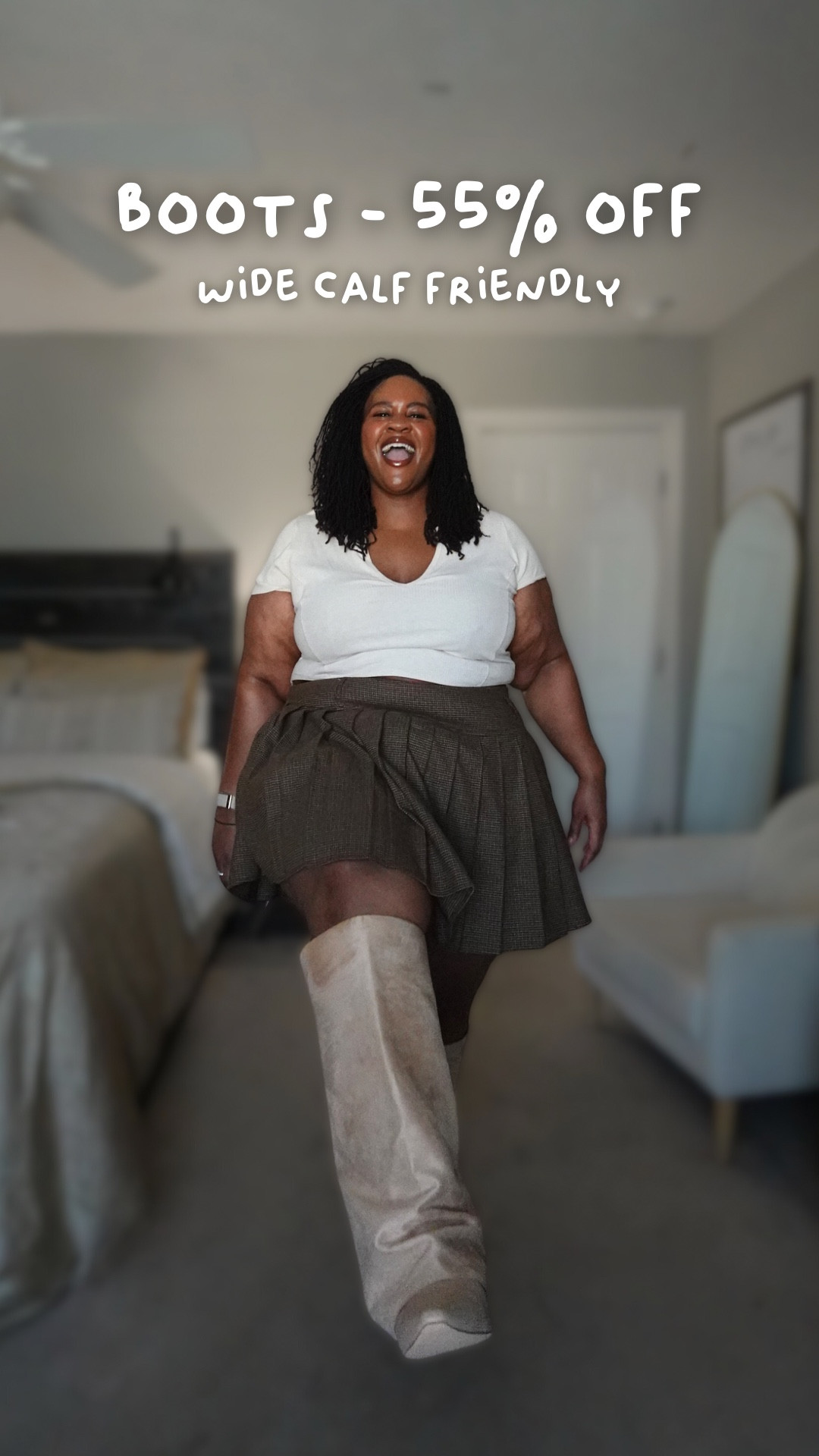 🚨 SALE ALERT 🚨 These boots are now 55% off! 

Yep, ima wear these ALL FALL LONG!! They are wide calf and wide foot friendly and go up to a size 13. I’m wearing a size 12. As for the brown pleated skort, I’m wearing a size 24. I linked to an alternative top. Enjoy!! 

#LTKCyberWeek #LTKFindsUnder100 #LTKPlusSize