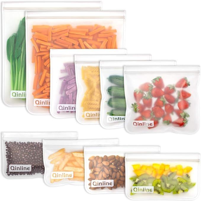 Reusable Storage Bags - 10 Pack Reusable Freezer Bags(2 Reusable Gallon Bags + 4 Reusable Sandwic... | Amazon (US)