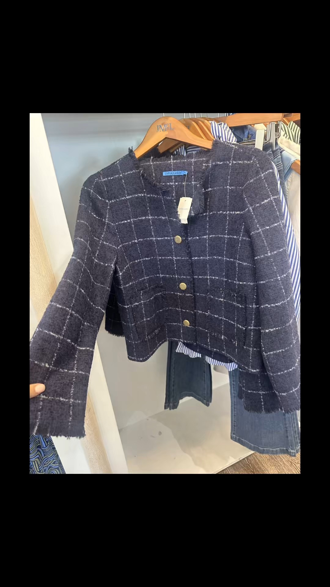 This wool blazer with the window pane print is so great for fall. It also comes in mustard. 