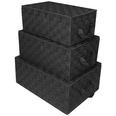 Sorbus 3 Pack Decorative Stackable Woven Basket with Lid and Built-in Rope Carry Handles - Great for Storage and Organization | Target