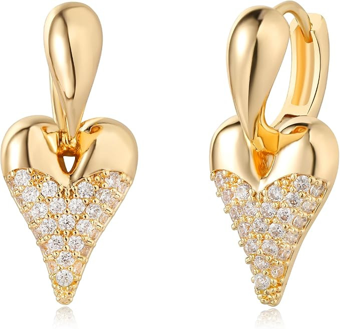 MTMY Huggie Hoop Earrings 14K Gold Plated Cubic Zirconia Dainty Simple Cute Beads Elegant CZ Circ... | Amazon (US)