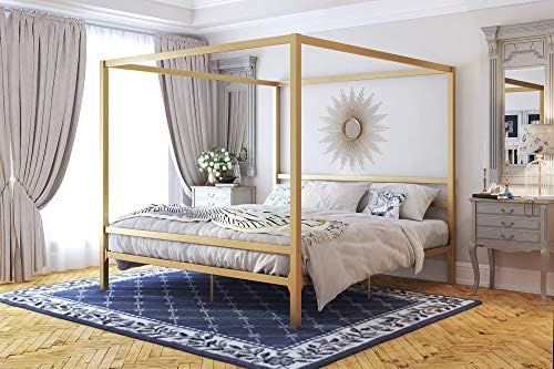 DHP Modern Canopy Bed with Built-in Headboard - King Size (Gold) | Amazon (US)