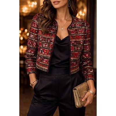 Vtg Evening High Glam Formal Papell Boutique 100% Silk  Beaded Sequin Jacket | eBay | eBay US
