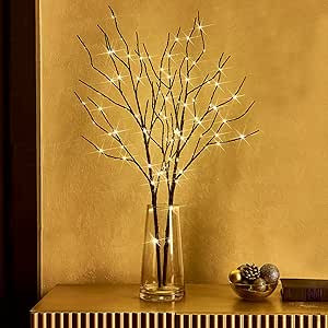 Fudios Lighted Twigs Branches for Vases Battery Operated with Timer 30in 100 LED,Artificial Brown... | Amazon (US)