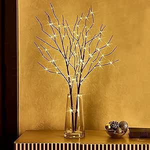 Fudios Lighted Twigs Branches for Vases Battery Operated with Timer 30in 100 LED,Artificial Brown... | Amazon (US)