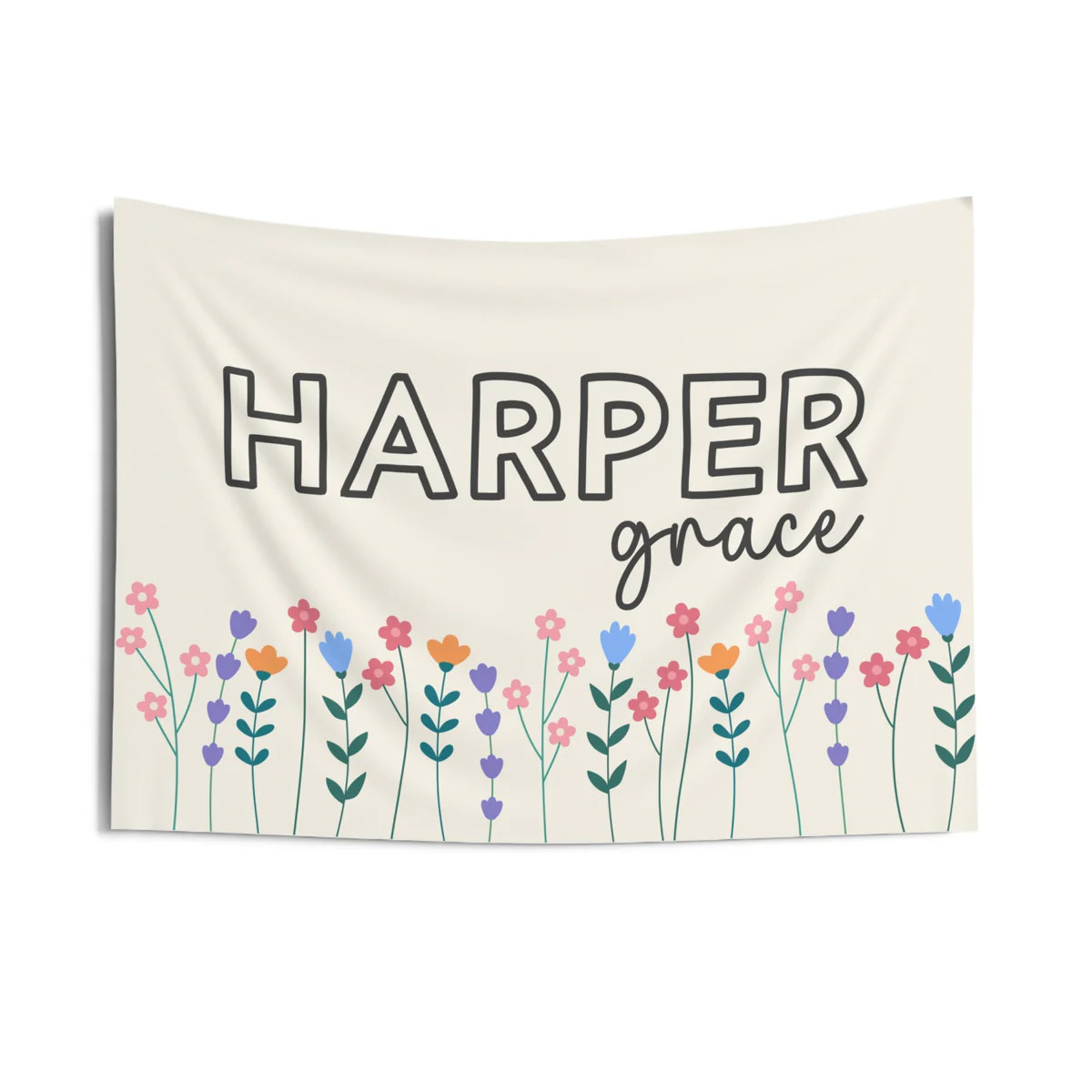 Personalized Girl Room Banner - Custom Flower Theme Wall Decor | The Little Lemons Company
