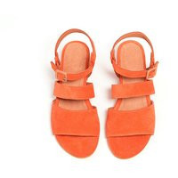 Women's Orange Sandals, Suede Leather Low Heels Slingback Strappy Sandals | Etsy (US)