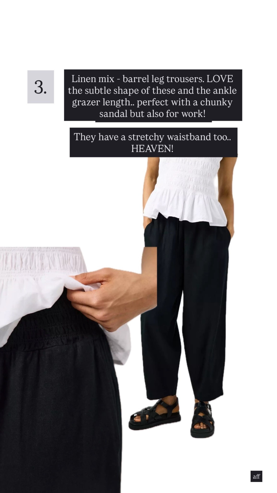 Lovely barrel leg shape linen-mis trousers with a stretchy waistband! 

20% off! 



#LTKootd #LTKUK #LTKspring