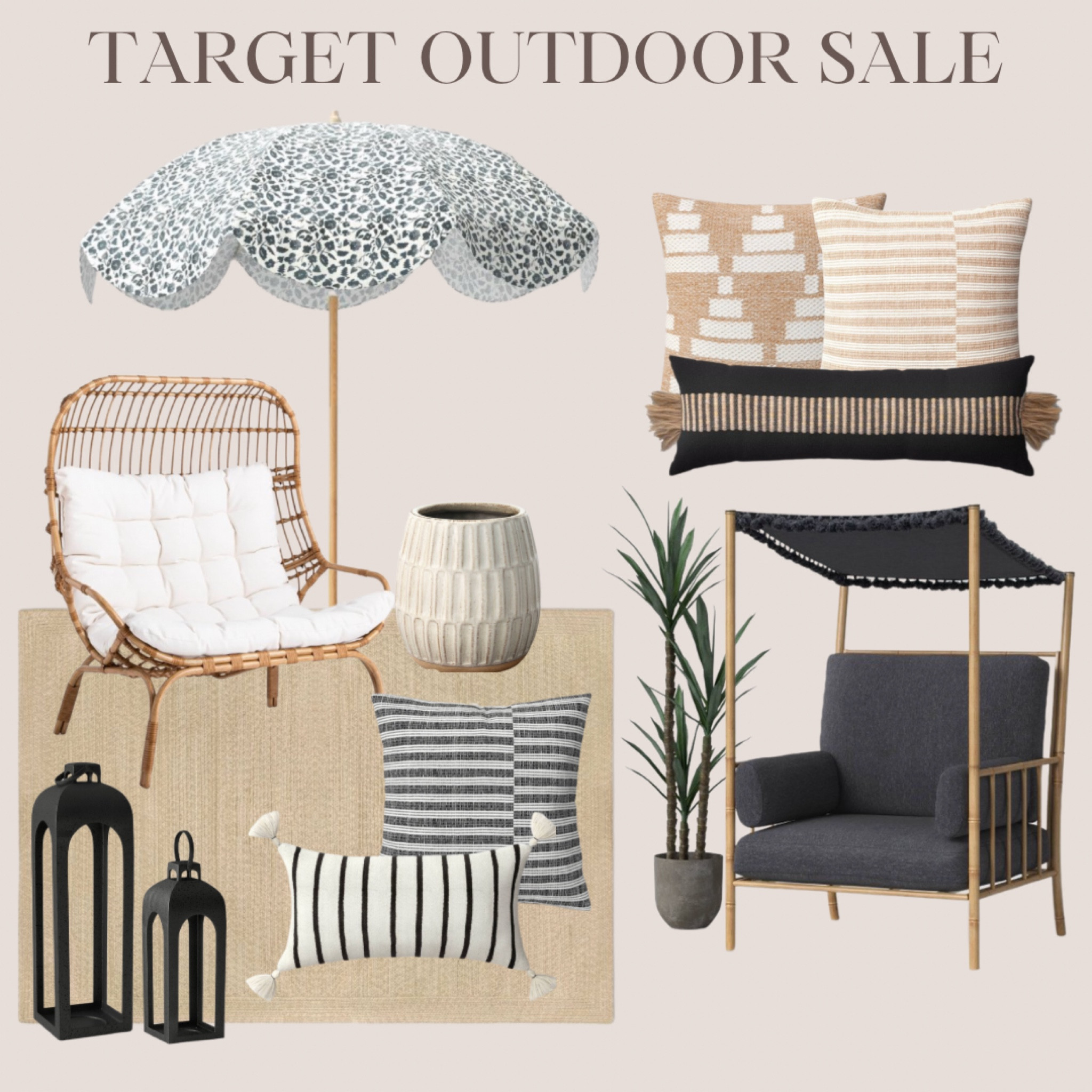 Patio sale, egg chair, outdoor furniture, scallop patio umbrella, outdoor rug, boho patio, black and white patio, outdoor pillows, outdoor decor, patio decor, faux dracaena, outdoor lantern, canopy chair, neutral patio, Target, threshold, opalhouse, outdoor sale

#LTKSeasonal #LTKhome #LTKsalealert
