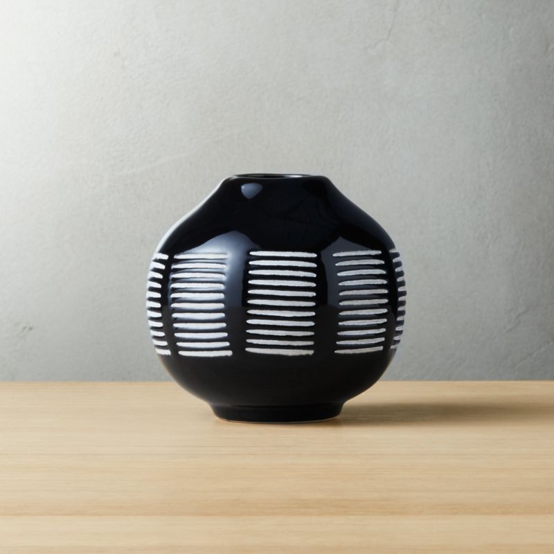 Stitch Black and White Ceramic Vase | CB2 | CB2