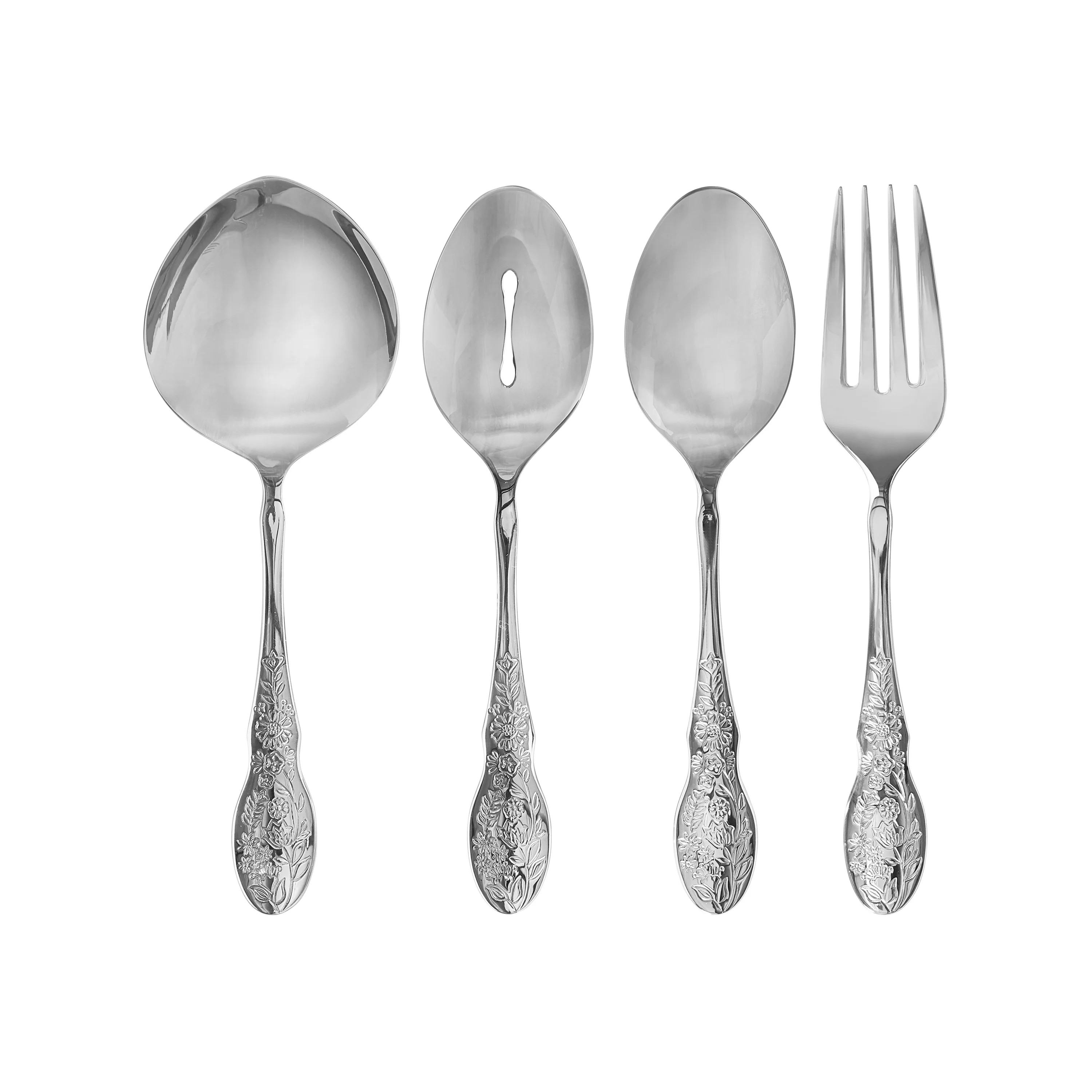 The Pioneer Woman Mazie 4-Piece Serve Utensils Set, Stainless Steel, Silver | Walmart (US)