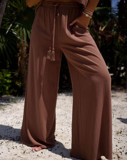 Palm Paradise Pocketed Wide Leg Pants - Brown | VICI