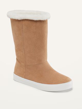 Faux-Fur Lined Faux-Suede Boots for Girls | Old Navy (US)