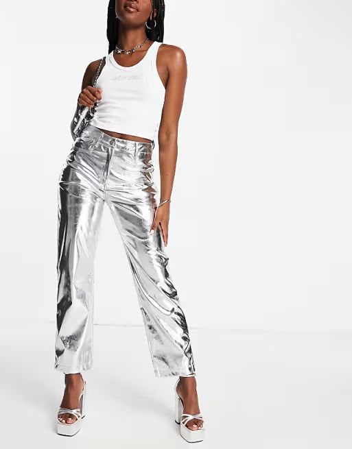 Amy Lynn lupe pants in metallic silver | ASOS (Global)