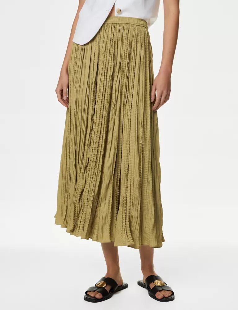 Textured Pleated Midi Skirt | Marks & Spencer (UK)