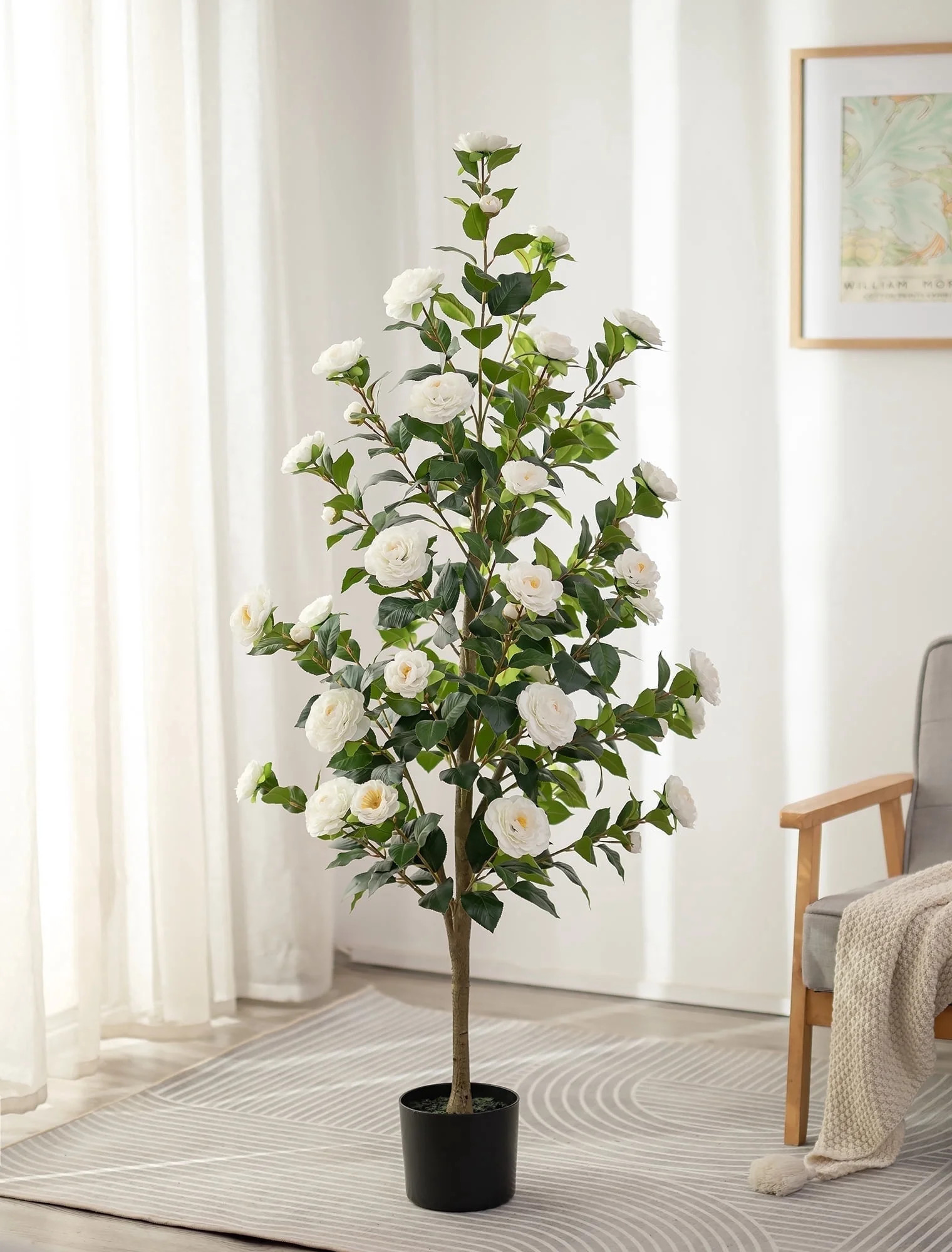 Nuptio 4.9ft Artificial Camellia Trees- Faux Flower Plant for Front Door Porch & Indoor Home Deco... | Walmart (US)
