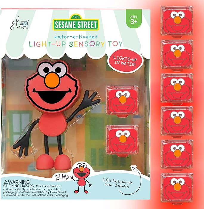 Glo Pals x Sesame Street Water-Activated Light-Up Cubes for Sensory Play (Elmo - Cubes with Chara... | Amazon (US)