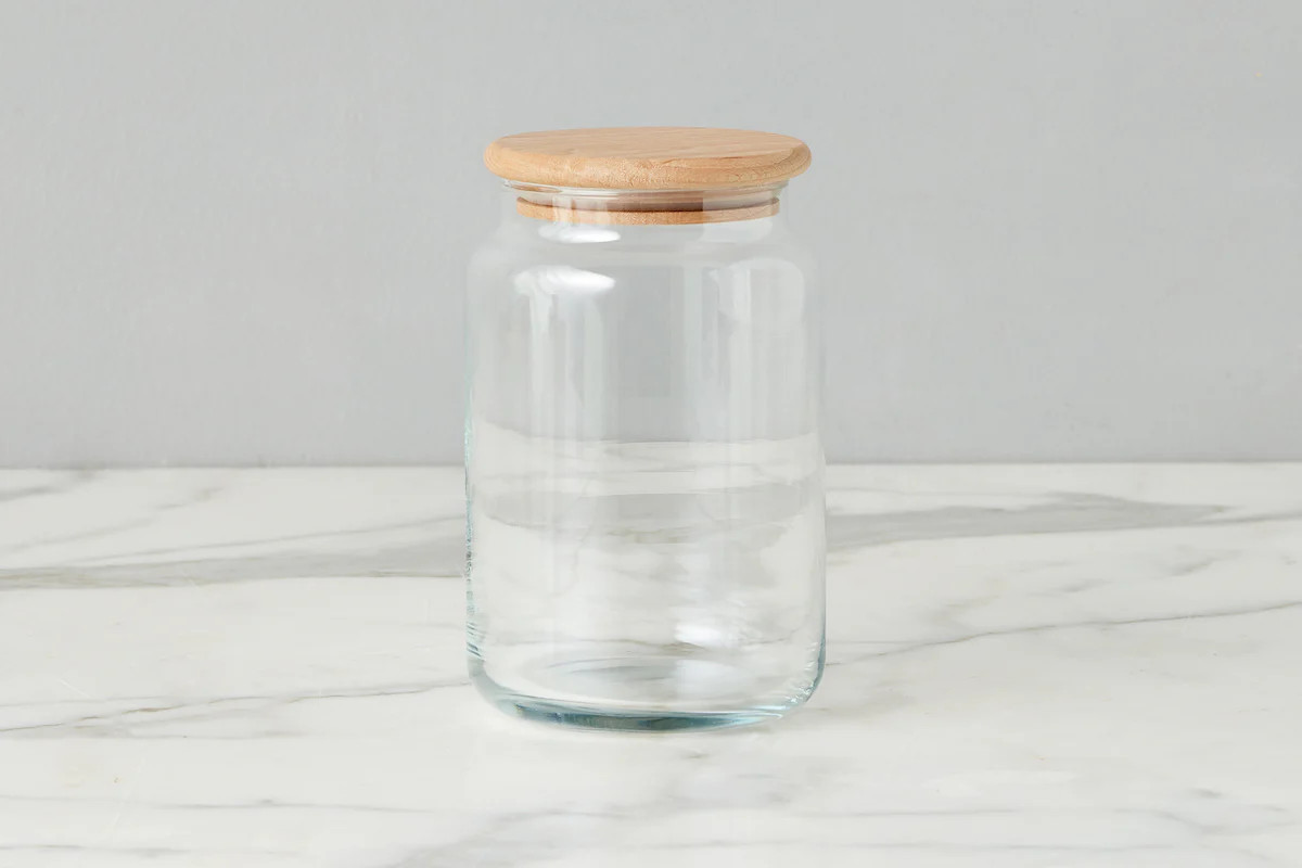 Glass Dry Goods Canister, Wood Lid, Large | etúHOME