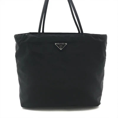 Used Prada Nylon Tesute Triangular Logo Fittings Tote Bag Black Silver K4287 | eBay US