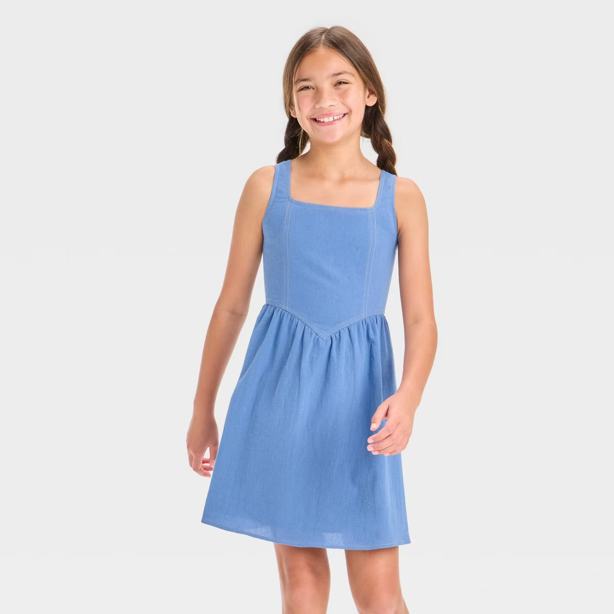 Girls' Square Neck Basque Waist Dress- art class™ | Target