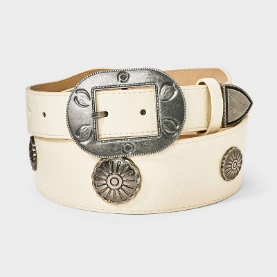 Western Wide Buckle Western Studded Belt - Universal Thread™ Cream XXL | Target