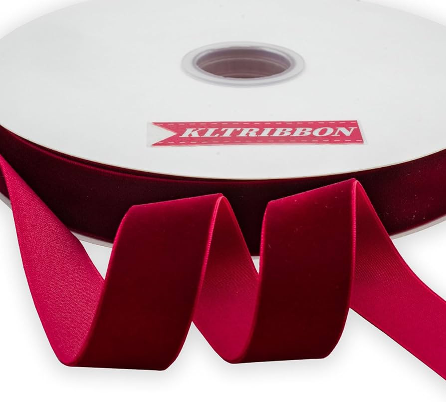Nylon Velvet Ribbon Single Faced,1 Inch X 25Yards Spool (Hot Red) | Amazon (US)