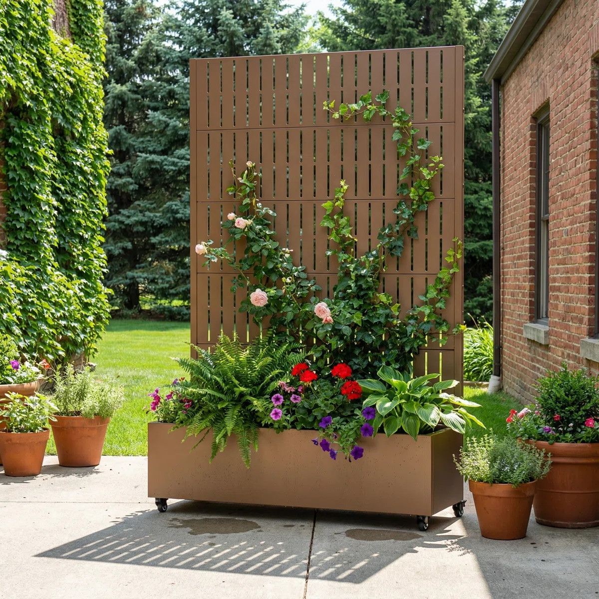 Metal Planter Box with Trellis with Wheels | Wayfair North America