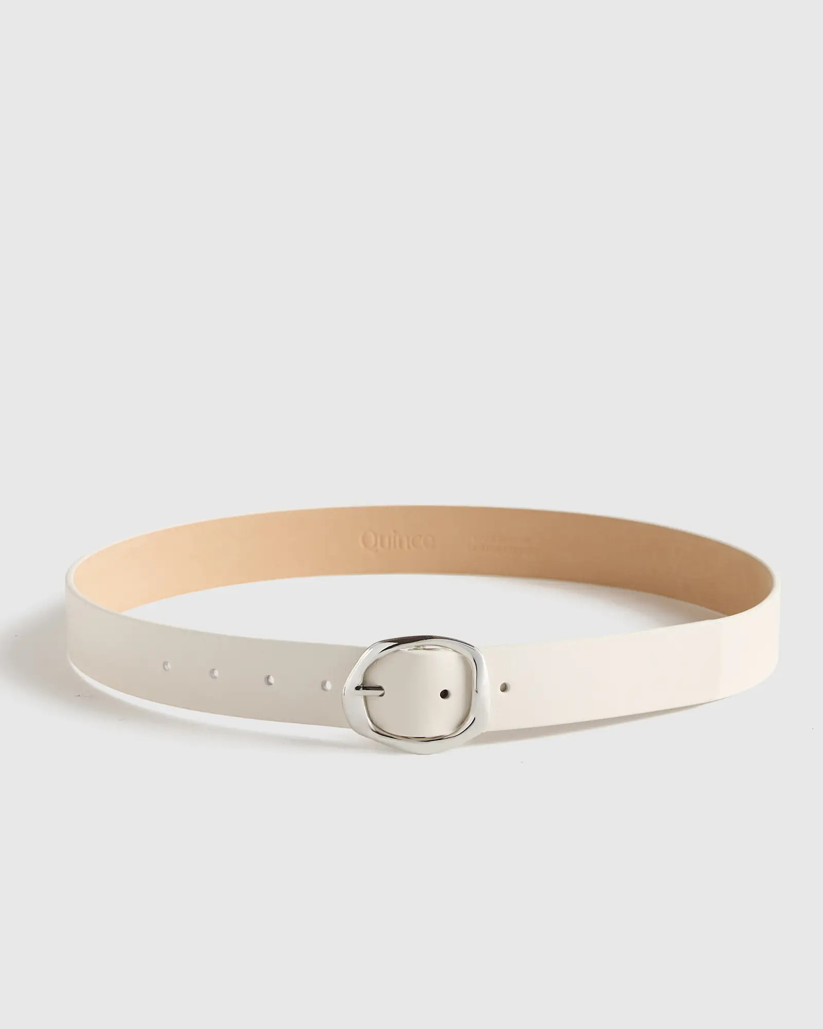 Zoe Sculptural European Leather Belt in Bone | Quince