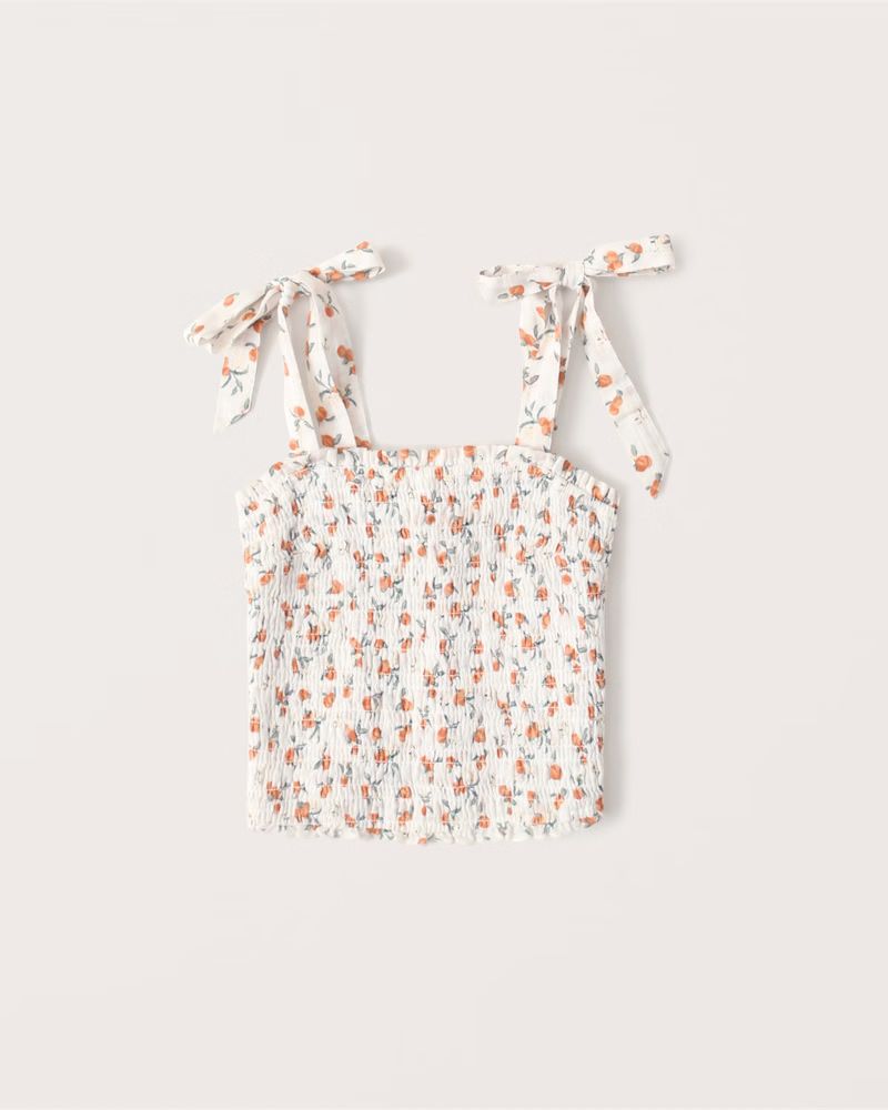 Tie-Strap Smocked Cami Set Top | Abercrombie & Fitch (US)