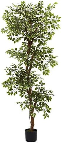 MISC 6ft Ficus Tree Tall Decorative Artificial Fig Plant Indoor Large Variegated Trees Natural Lo... | Amazon (US)