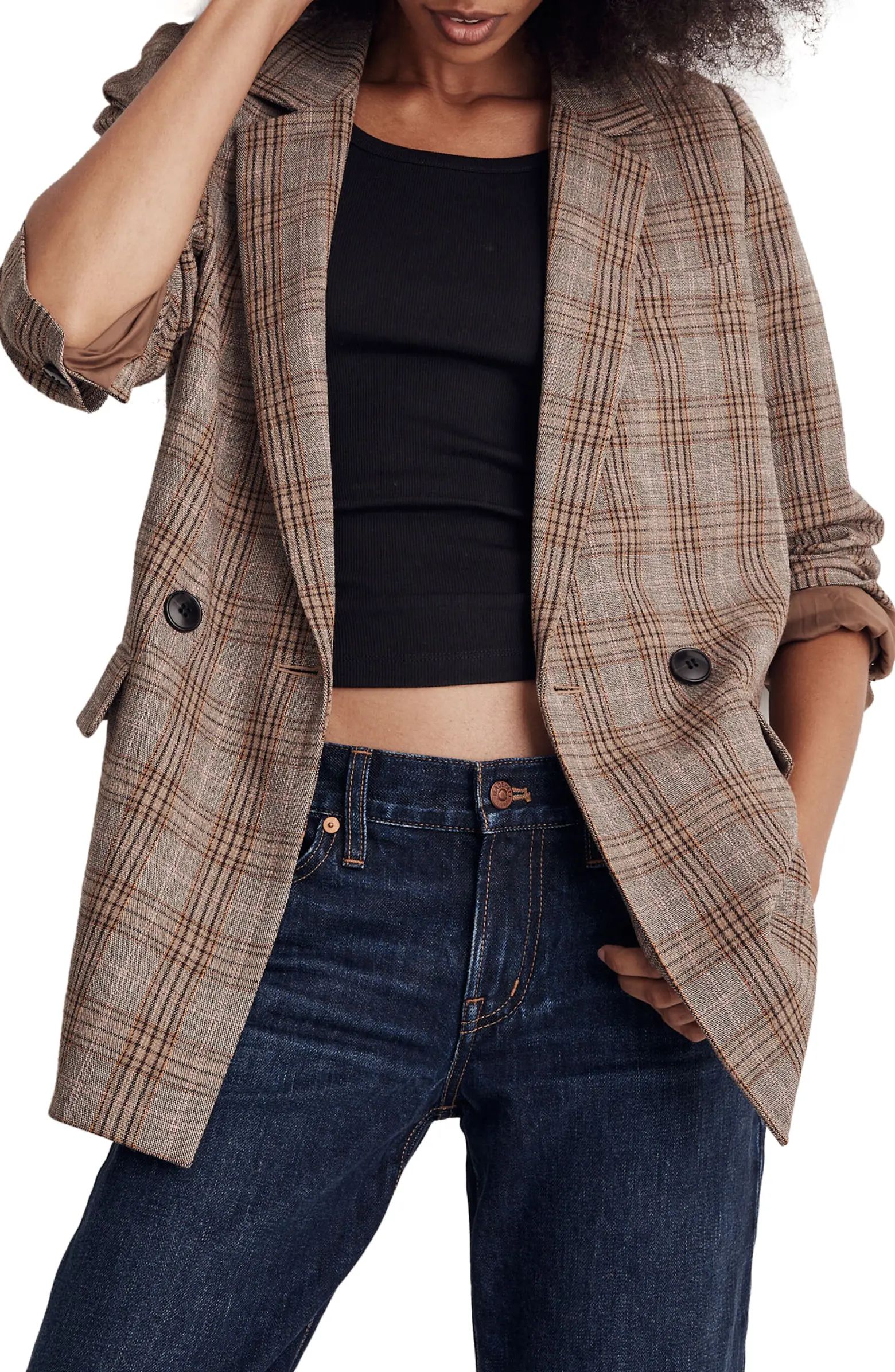 Madewell Caldwell Plaid Double Breasted Blazer | Nordstrom | Nordstrom