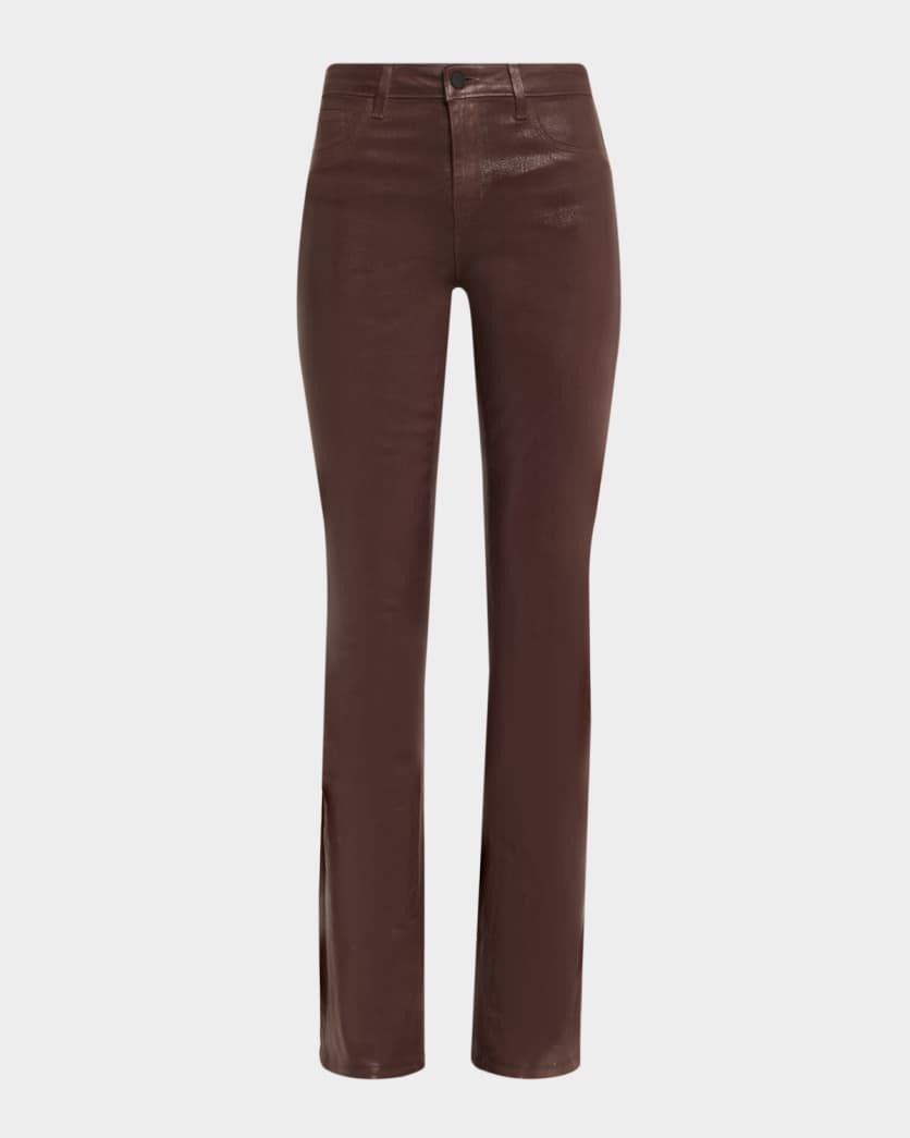 Selma High-Rise Coated Sleek Baby Boot Jeans | Neiman Marcus